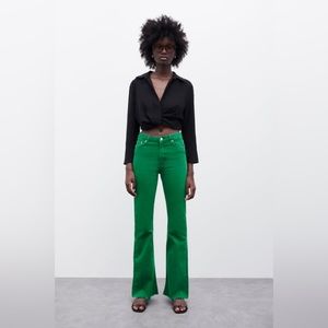 Zara Green The Skinny Flare Jeans | Size 6